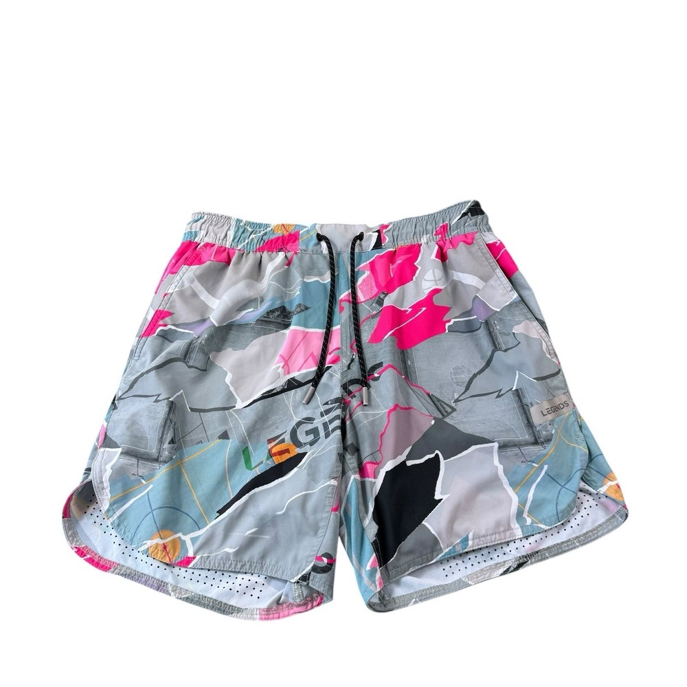 LEGENDS Luka Gray Pink Men's Athletic Lined Short‎ Size Medium